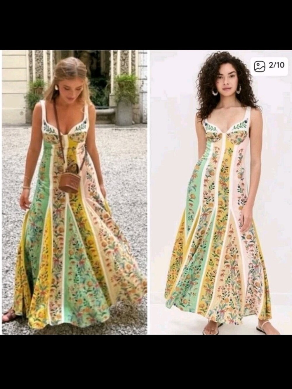 Farm Rio Delicate Floral Stripes Maxidress - Picture 2 of 8